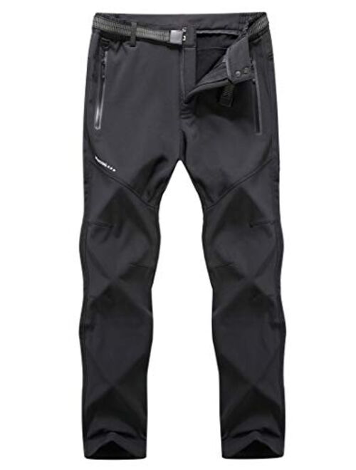 Moerdeng Men's Soft Shell Waterproof Winter Snow Ski Snowboarding Pants Fleece Cargo Hiking Pants