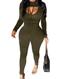 Women 2 Piece Tracksuits Bodycon Long Sleeve Jumpsuits Sexy Long Pants Stretchy Sweatsuits