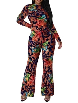 Women 2 Piece Tracksuits Bodycon Long Sleeve Jumpsuits Sexy Long Pants Stretchy Sweatsuits