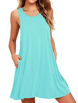 WEACZZY Women Summer Casual Swing T Shirt Dresses Beach Cover up Loose Dress