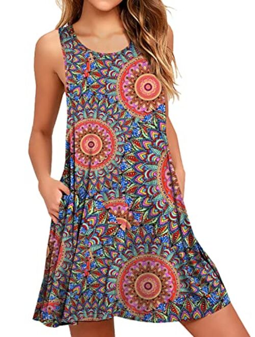 WEACZZY Women Summer Casual Swing T Shirt Dresses Beach Cover up Loose Dress