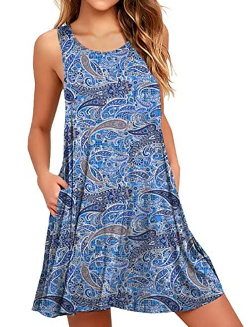 WEACZZY Women Summer Casual Swing T Shirt Dresses Beach Cover up Loose Dress