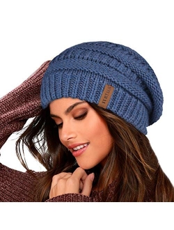 Knit Beanie Hats for Women Men Fleece Lined Ski Skull Cap Slouchy Winter Hat