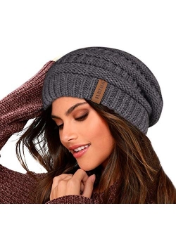 Knit Beanie Hats for Women Men Fleece Lined Ski Skull Cap Slouchy Winter Hat