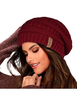 Knit Beanie Hats for Women Men Fleece Lined Ski Skull Cap Slouchy Winter Hat