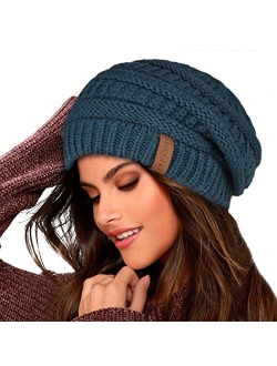 Knit Beanie Hats for Women Men Fleece Lined Ski Skull Cap Slouchy Winter Hat