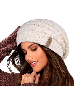 Knit Beanie Hats for Women Men Fleece Lined Ski Skull Cap Slouchy Winter Hat