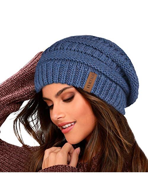 FURTALK Knit Beanie Hats for Women Men Fleece Lined Ski Skull Cap Slouchy Winter Hat