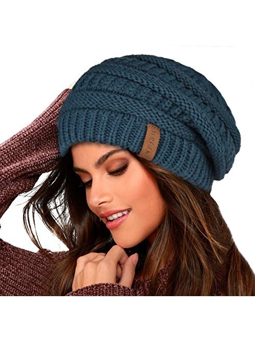 FURTALK Knit Beanie Hats for Women Men Fleece Lined Ski Skull Cap Slouchy Winter Hat