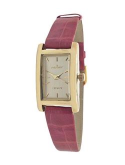 Peugeot Women's Classic 14Kt Gold Plated Watch, Rectangular Tank Shape Case with Leather Band and Easy to Read Dial