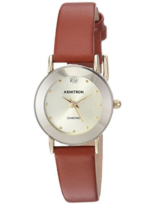 Armitron Women's 75/2447 Diamond-Accented Leather Strap Watch