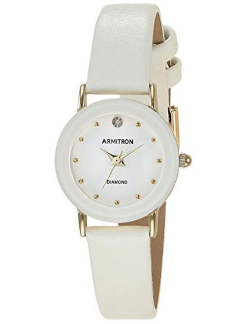 Armitron Women's 75/2447 Diamond-Accented Leather Strap Watch