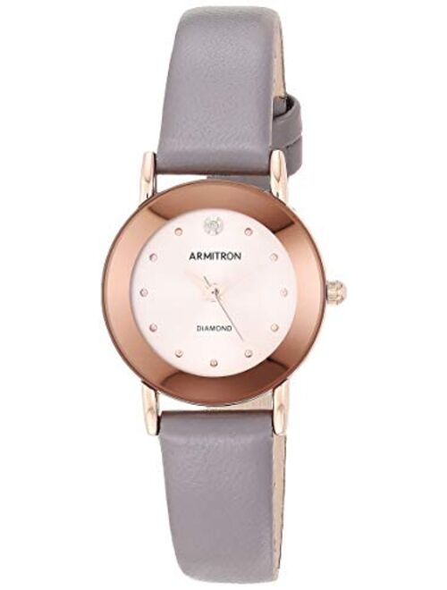 Armitron Women's 75/2447 Diamond-Accented Leather Strap Watch