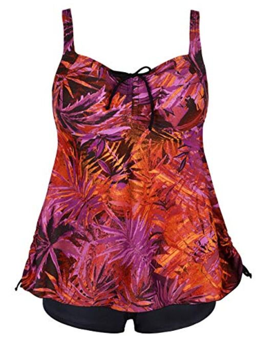 Septangle Women Plus Size Bathing Suits Paisley Print Two Piece Swimsuit