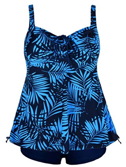 Septangle Women Plus Size Bathing Suits Paisley Print Two Piece Swimsuit