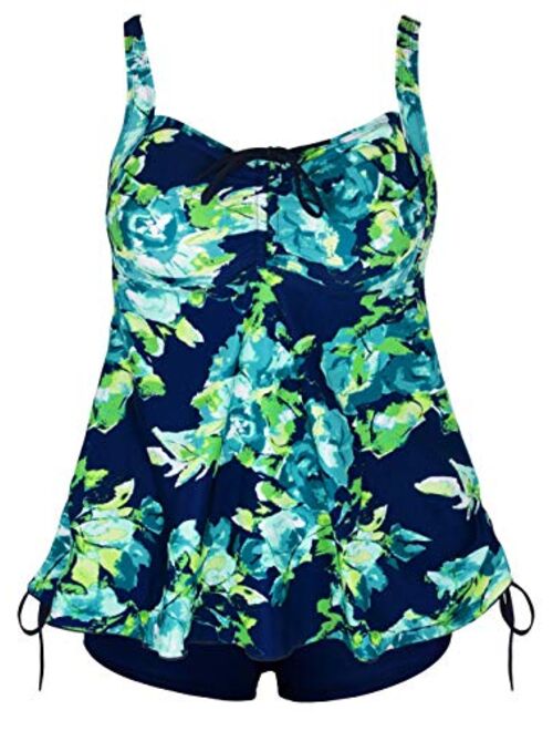 Septangle Women Plus Size Bathing Suits Paisley Print Two Piece Swimsuit