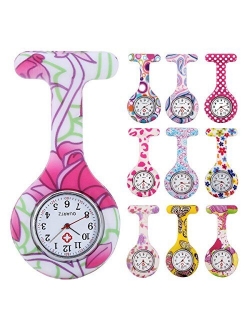 10pcs Floral Nurse Clip-on Fob Brooch Pocket Watch Lapel Watch for Women Girl