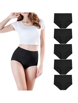 wirarpa Women's High Waisted Cotton Underwear Soft Full Briefs Ladies Breathable Panties Multipack