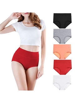 wirarpa Women's High Waisted Cotton Underwear Soft Full Briefs Ladies Breathable Panties Multipack