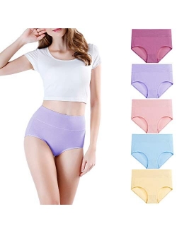 wirarpa Women's High Waisted Cotton Underwear Soft Full Briefs Ladies Breathable Panties Multipack