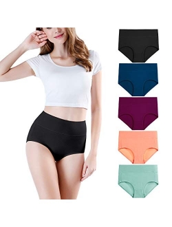 wirarpa Women's High Waisted Cotton Underwear Soft Full Briefs Ladies Breathable Panties Multipack