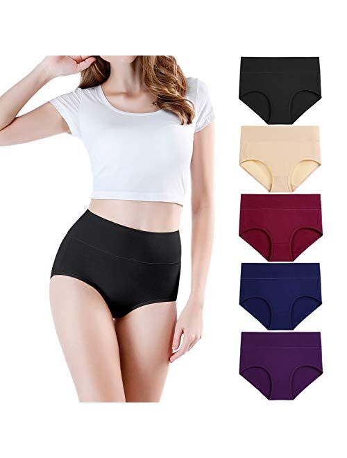 wirarpa Women's High Waisted Cotton Underwear Soft Full Briefs Ladies Breathable Panties Multipack