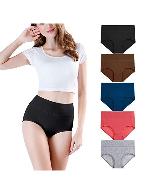 wirarpa Women's High Waisted Cotton Underwear Soft Full Briefs Ladies Breathable Panties Multipack