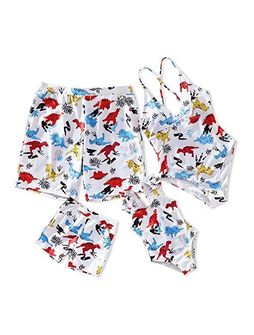 IFFEI Mommy and Me Swimsuit One Piece Lemon Printed V Neck Family Matching Swimwear