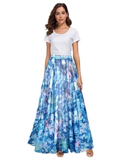 Afibi Women Full/Ankle Length Blending Maxi Chiffon Long Skirt Beach Skirt