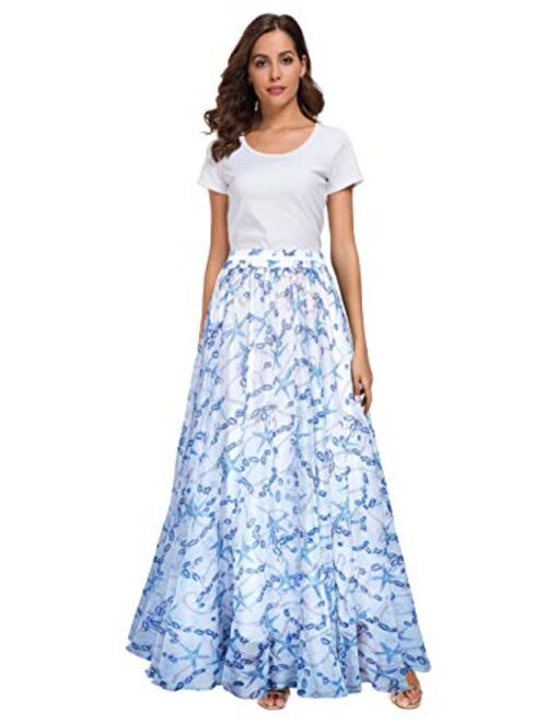 Afibi Women Full/Ankle Length Blending Maxi Chiffon Long Skirt Beach Skirt