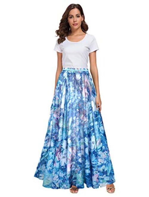 Afibi Women Full/Ankle Length Blending Maxi Chiffon Long Skirt Beach Skirt