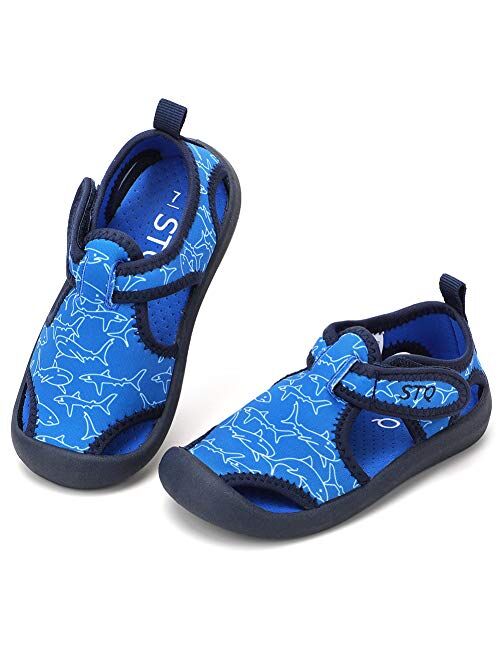 STQ Boys Girls Water Shoes Quick-Dry Slip on Beach Swim Pool Sandals(Toddler/Little Kid)