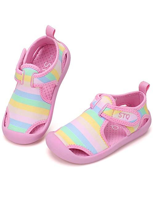 STQ Boys Girls Water Shoes Quick-Dry Slip on Beach Swim Pool Sandals(Toddler/Little Kid)