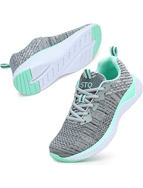 STQ Walking Shoes Women - Breathable Athletic Tennis Sneakers for Gym Jogging Travel