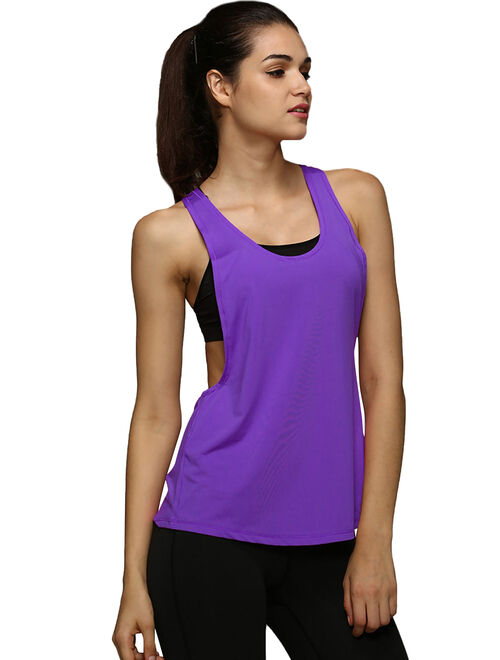 Womens Yoga Gym Sports Tops Shirts Tank Active Stretch Sleeveless Workout Vest