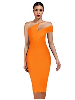 Women's Cut Out One Shoulder Sleeveless Split Club Party Fashion Bandage Dress