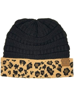 CC Fleeced Fuzzy Lined Unisex Chunky Thick Warm Stretchy Beanie Hat Cap