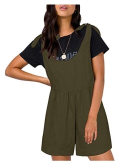 Celmia Women's Overalls Shorts Sleeveless Casual Jumpsuit Rompers with Pockets