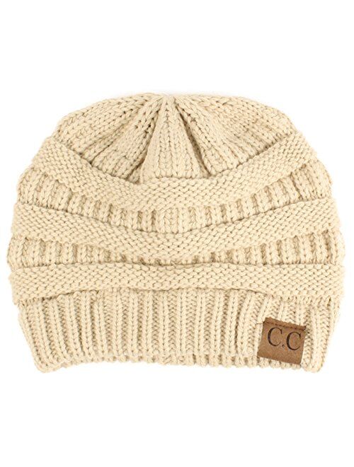 CC Classic Winter Fall Trendy Chunky Stretchy Cable Knit Beanie Hat