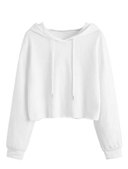 Women's Casual Long Sleeve Pullover Hoodies Crop Tops Sweatshirt