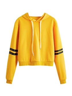 Women's Casual Long Sleeve Pullover Hoodies Crop Tops Sweatshirt