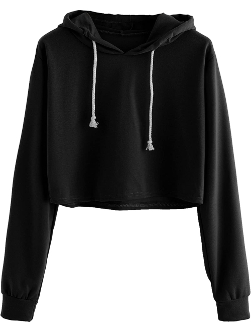 MAKEMECHIC Women's Casual Long Sleeve Pullover Hoodies Crop Tops Sweatshirt