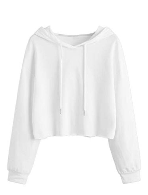 MAKEMECHIC Women's Casual Long Sleeve Pullover Hoodies Crop Tops Sweatshirt