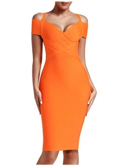 Women's Strap Sexy V Neck Bodycon Clubwear Party Bandage Dress