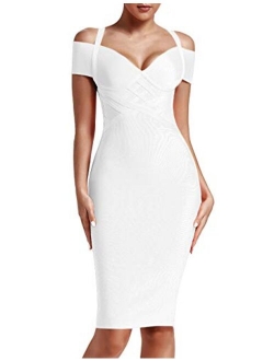 Women's Strap Sexy V Neck Bodycon Clubwear Party Bandage Dress