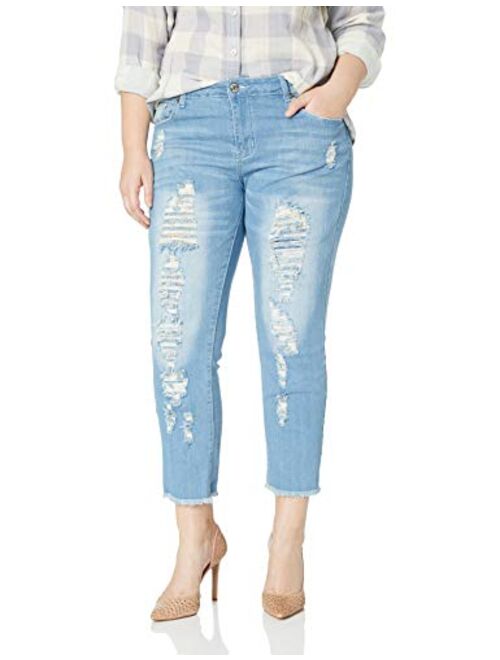 COVER GIRL Women's Skinny Jeans Distressed Fray Hem Cropped