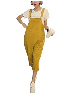 Yeokou Women's Loose Baggy Cotton Wide Leg Jumpsuit Rompers Overalls Harem Pants