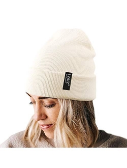 Lvaiz Winter Knitted Cuffed Beanie for Women Unisex Cotton Slouchy Rib Knit Men Watch Hat Acrylic Skull Cap