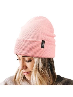 Lvaiz Winter Knitted Cuffed Beanie for Women Unisex Cotton Slouchy Rib Knit Men Watch Hat Acrylic Skull Cap