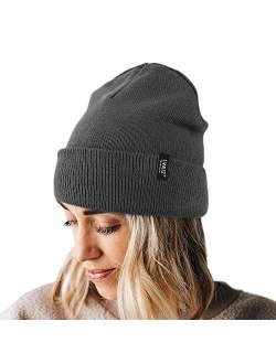 Lvaiz Winter Knitted Cuffed Beanie for Women Unisex Cotton Slouchy Rib Knit Men Watch Hat Acrylic Skull Cap